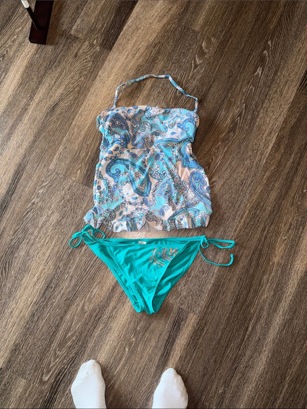 Arizona Jean Company Turquoise Paisley Two-Piece Swim Set